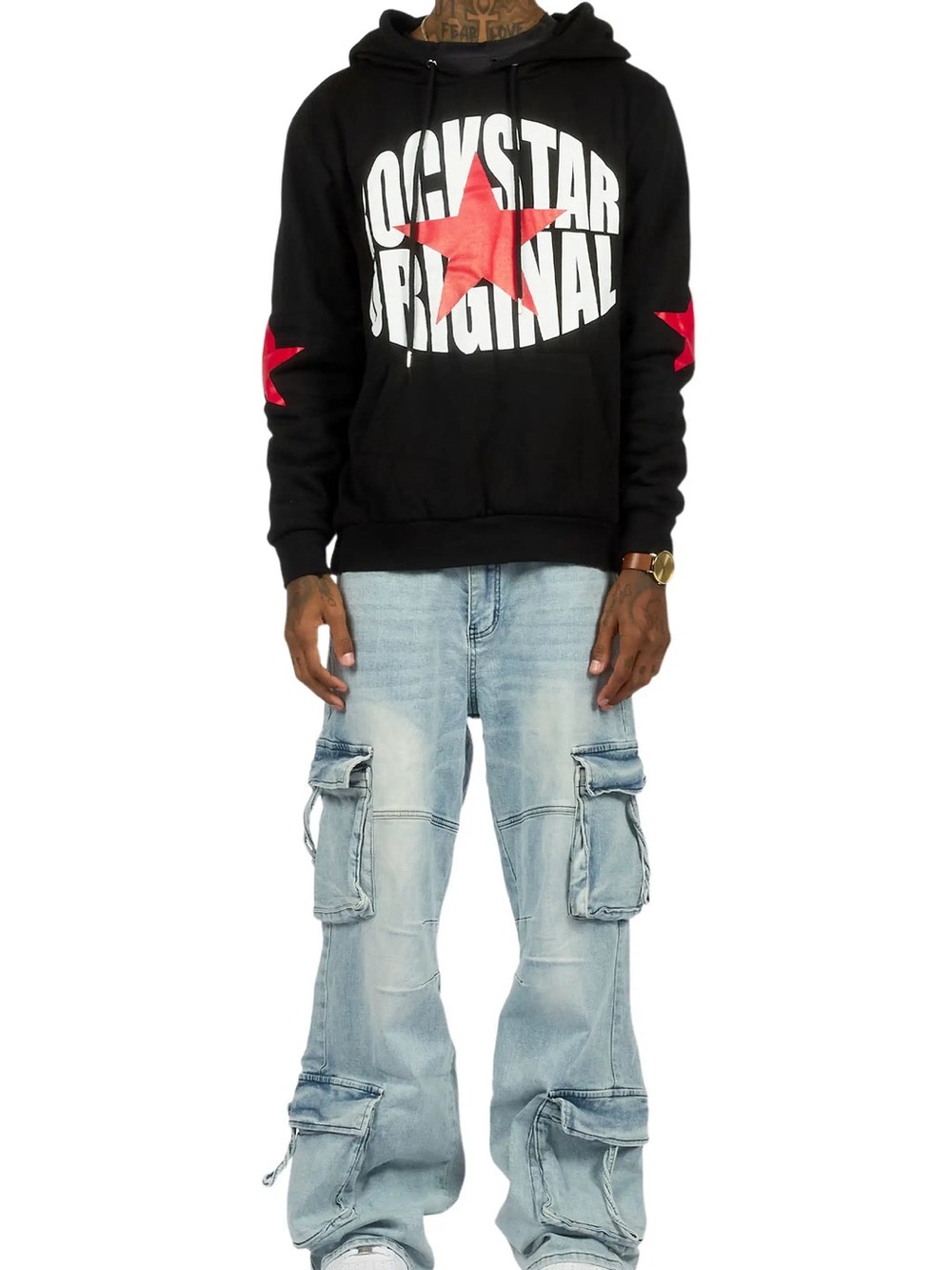 Relaxed Cargo Jeans in Light Wash